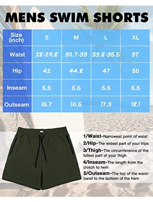 OAJUYJO Mens Swim Trunks Quick Dry Bathing Suits with Compression Liner Board Shorts Swimwear with Boxer Brief