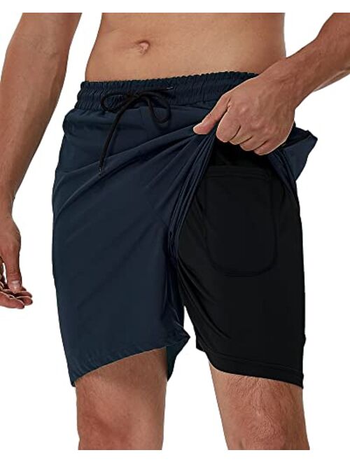 OAJUYJO Mens Swim Trunks Quick Dry Bathing Suits with Compression Liner Board Shorts Swimwear with Boxer Brief