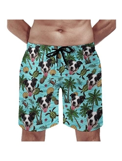 Wayabo Custom Mens Swim Trunks with Faces Quick Dry Surf Board Shorts Personalized Photos Gifts