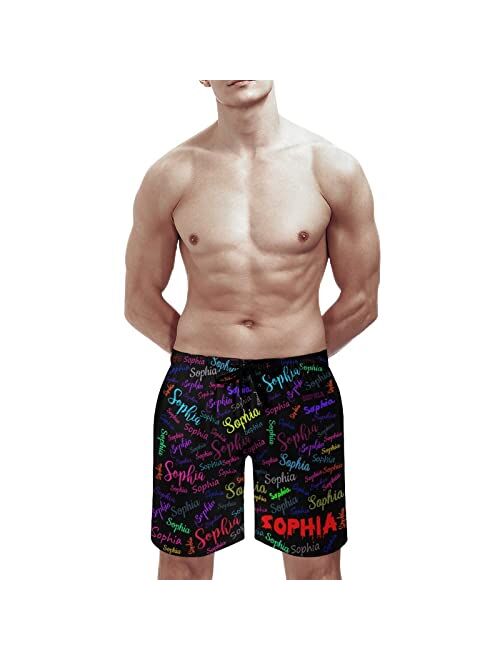 Wayabo Custom Mens Swim Trunks with Faces Quick Dry Surf Board Shorts Personalized Photos Gifts