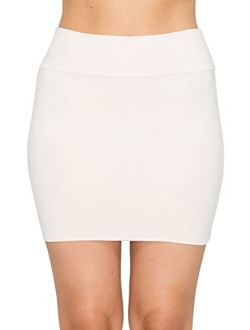 Trendy Street Basic Double-Layer Cotton Simple Stretchy Tube Pencil Mini Skirt