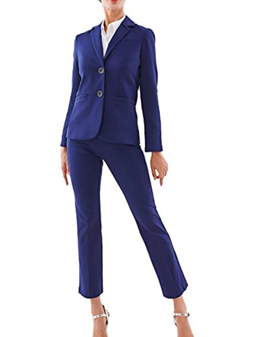 Marycrafts Women's 2 Buttons Business Blazer Pant Suit Set for Work