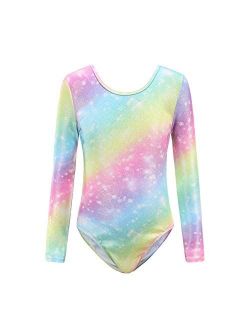 Sinoeem Gymnastics Leotards for Girls Sleeve/Sleeveless Rainbow Gradient Ballet Dancewea for 3-12 Years