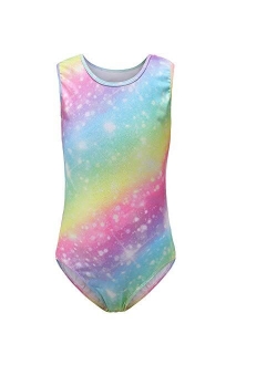 Sinoeem Gymnastics Leotards for Girls Sleeve/Sleeveless Rainbow Gradient Ballet Dancewea for 3-12 Years