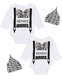 Aslaylme Newborn Boy Matching Outfit Twins Bodysuit Ladies We Have Arrived Romper