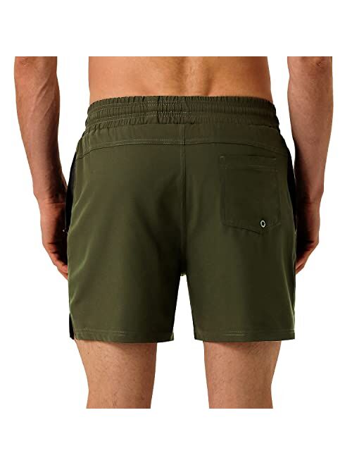 HODOSPORTS Men's Swim Trunks 5" Quick Dry Swim Shorts with Zipper Pockets Mesh Lining