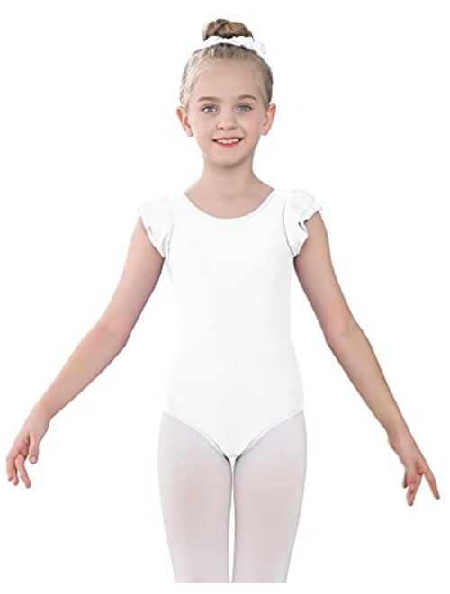 Speerise Girls Short Sleeve Leotard with Ruffle for Ballet Dance