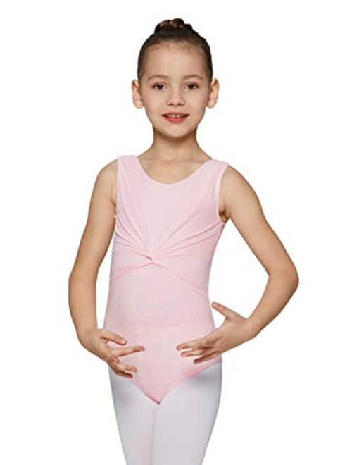 MdnMd Sleeveless Tank Leotard for Girls with Mesh Cross Front