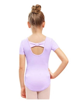 Stelle Girls Bow Back Short Sleeve Leotard for Dance, Gymnastics and Ballet