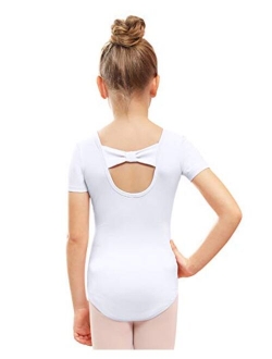 Stelle Girls Bow Back Short Sleeve Leotard for Dance, Gymnastics and Ballet