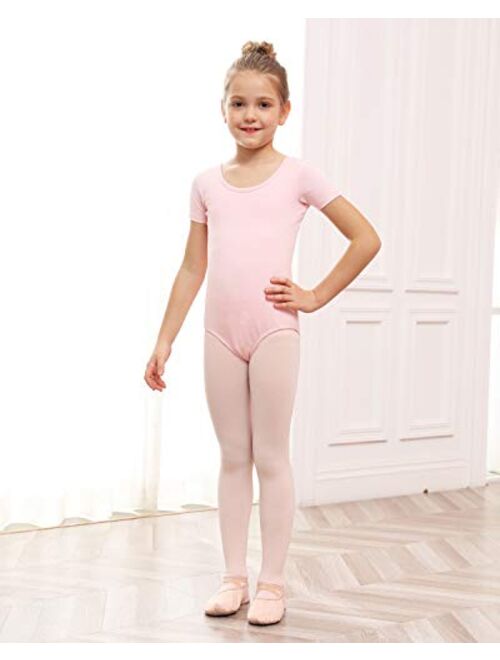 Stelle Girls Bow Back Short Sleeve Leotard for Dance, Gymnastics and Ballet