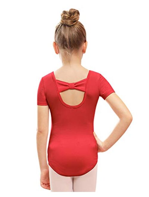 Stelle Girls Bow Back Short Sleeve Leotard for Dance, Gymnastics and Ballet