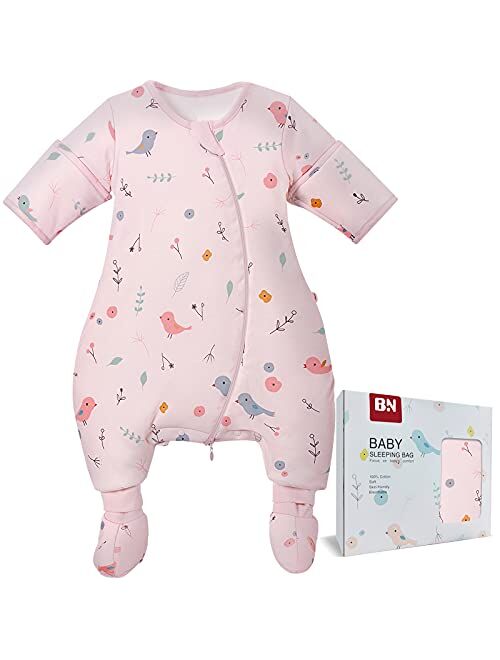 B&N BN Infant Long Sleeve Sleep Sack Cotton, Unisex Sleep Sacks with 2 Way Zipper,Warm Wearable Blanket Baby for 6 months-5T