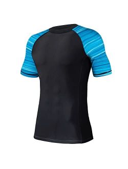 UPSOWER Men's Swim Shirts Short Sleeve UPF50+ Rash Guard Quick Drying Crew Shirts