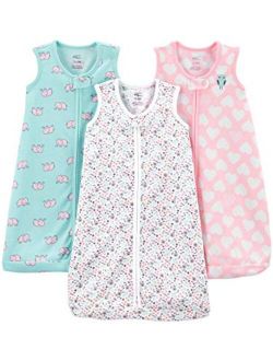 Baby Girls' Cotton Sleeveless Sleepbag Wearable Blanket, Pack of 3