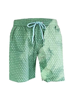 Heewtos Boys and Men's Color Changing Cool Swim Trunks with Pockets Quick Dry Beach Shorts (Blue to Green,3X-Large)