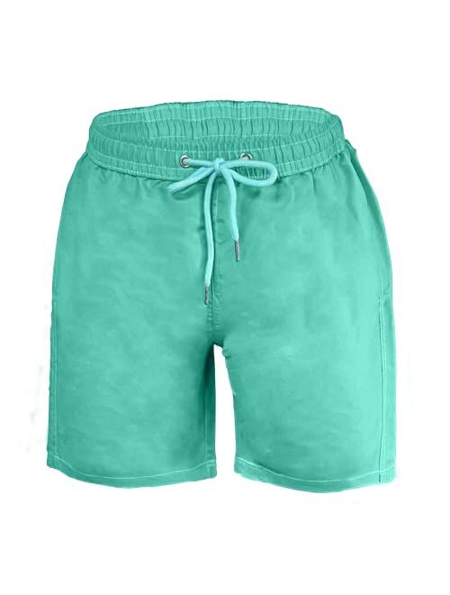 Heewtos Boys and Men's Color Changing Cool Swim Trunks with Pockets Quick Dry Beach Shorts (Blue to Green,3X-Large)