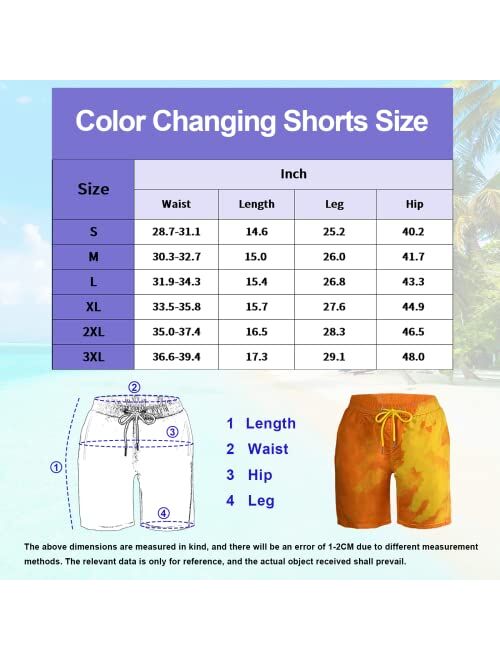 Heewtos Boys and Men's Color Changing Cool Swim Trunks with Pockets Quick Dry Beach Shorts (Blue to Green,3X-Large)