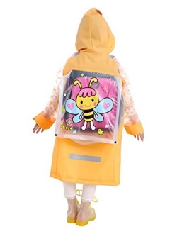 Aircee Kids Rain Coat for Kids Raincoat Girls Boys Reusable Rain Poncho Jacket Gear Schoolbag Position Packable Rainwear