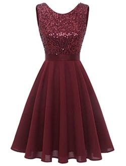 BeryLove Women's Short Floral Lace Bridesmaid Dress A-line Swing Party Dress