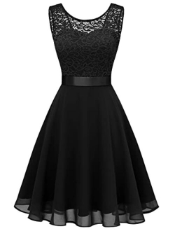 BeryLove Women's Short Floral Lace Bridesmaid Dress A-line Swing Party Dress