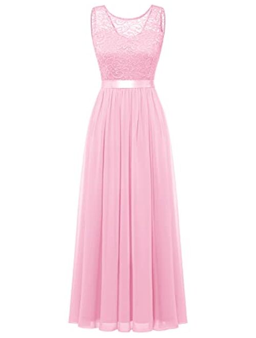 BeryLove Women's Short Floral Lace Bridesmaid Dress A-line Swing Party Dress