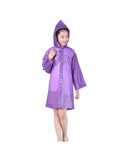 Orgrimmar 2 Pcs Kids Rain Ponchos Reusable Raincoats Portable Rain Wear with Hat Hood Unisex for 6-12 Years Old Children