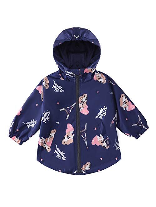 LZH Toddler Girls Raincoat Waterproof Rain Jacket Pants Suit with Hooded