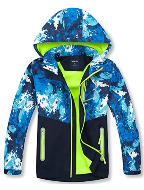 YILLEU Boys Girls Rain Jackets Hooded Waterproof Lightweight Fleece Lined Coats Windbreakers Raincoats for Kid