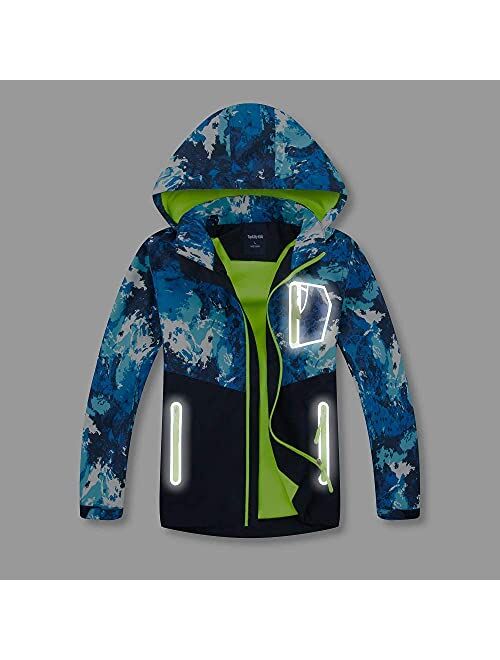 YILLEU Boys Girls Rain Jackets Hooded Waterproof Lightweight Fleece Lined Coats Windbreakers Raincoats for Kid