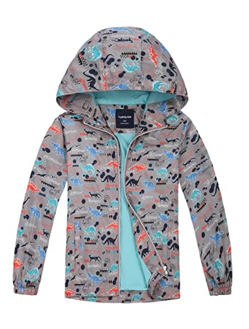 YILLEU Boys Girls Rain Jackets Hooded Waterproof Lightweight Fleece Lined Coats Windbreakers Raincoats for Kid