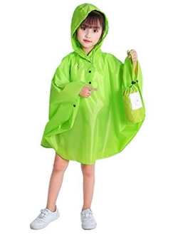 Spmor Kids Rain Poncho Hooded Jacket Rain Coat