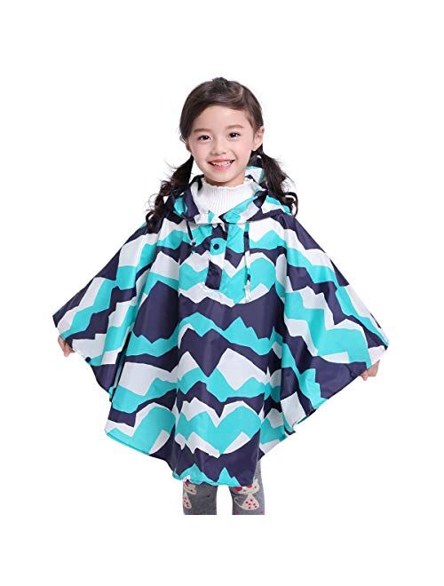 Spmor Kids Rain Poncho Hooded Jacket Rain Coat