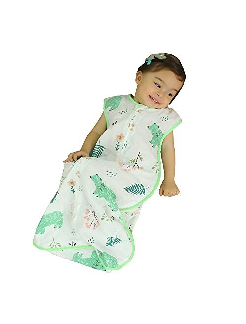 Bloomstar Baby Sleeping Sack Muslin Cotton Soft Wearable Blanket Summer Sleeping Bag Baby Sleeveless Sleep Sacks Newborn 0.5 Tog 2 Way Zipper 6-18M Toddler Large 3-5 T