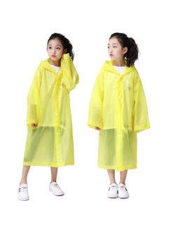 RUISHYY Kids Rain Poncho 2 Pack, Reusable Raincoat Rain Jackets for 6-14 Girls Boys