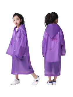 RUISHYY Kids Rain Poncho 2 Pack, Reusable Raincoat Rain Jackets for 6-14 Girls Boys