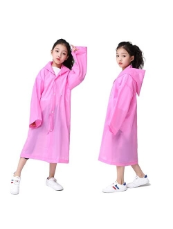 RUISHYY Kids Rain Poncho 2 Pack, Reusable Raincoat Rain Jackets for 6-14 Girls Boys