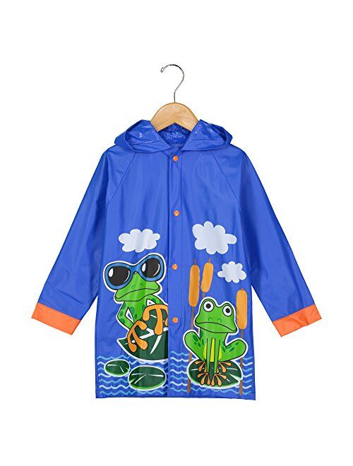 Puddle Play Little Boys and Girls Rain Slicker Outwear Hooded Fun Colors and Designs - Toddler and Little Kid