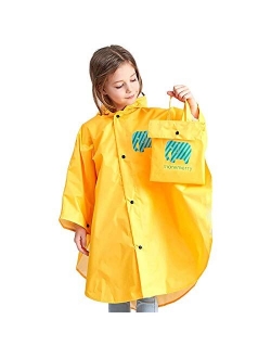 EnJoCho Kids Ponchos Waterproof Jackets Rain Wear Cartoon Rain Poncho Toddler Reusable Raincoat for Boy Girl 1-12 Years Old