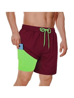 American Trends Board Shorts Men's Mens Swim Trunks with Compression Liner Beach Shorts for Men with Pockets