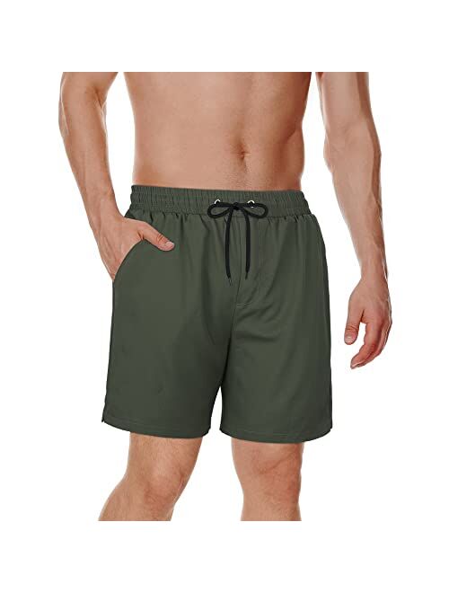 American Trends Board Shorts Men's Mens Swim Trunks with Compression Liner Beach Shorts for Men with Pockets