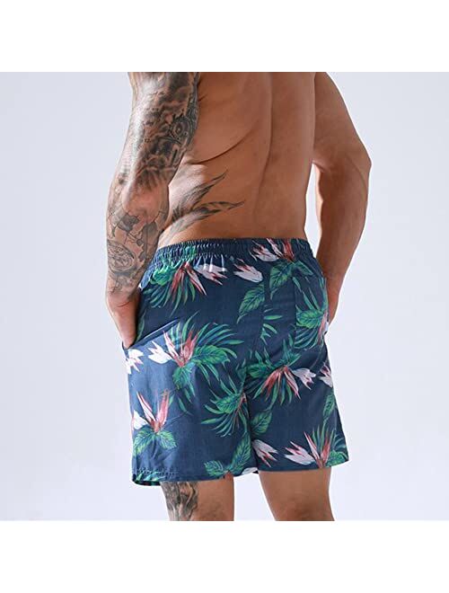 Atractivoll Mens Swim Trunks Quick Dry Beach Printed Shorts with Mesh Lining Pocket Adjustable Beach Shorts