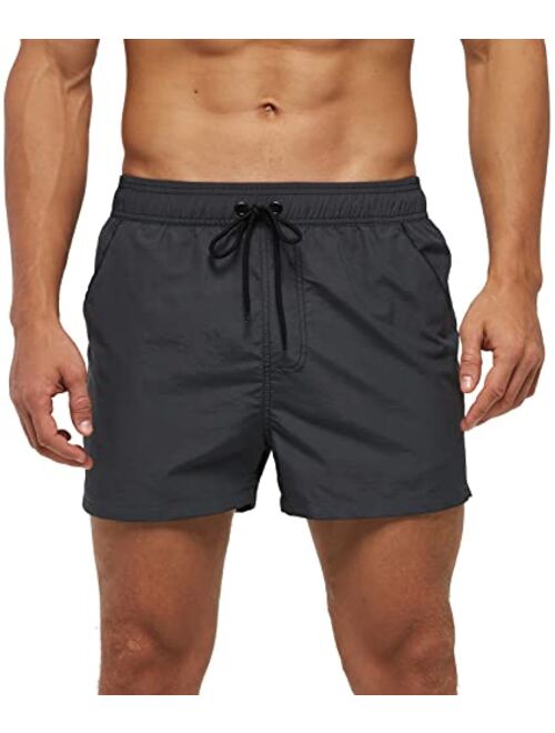 RUFEYY Men's Swim Trunks with Pockets Beach Shorts Quick Dry Shorts Board Shorts Sports Swimwear with Mesh Lining