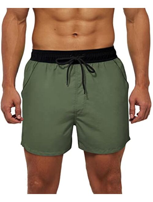 RUFEYY Men's Swim Trunks with Pockets Beach Shorts Quick Dry Shorts Board Shorts Sports Swimwear with Mesh Lining