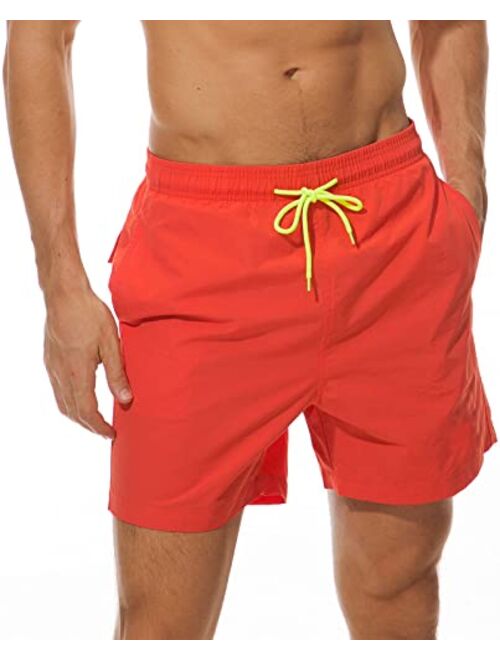 RUFEYY Men's Swim Trunks with Pockets Beach Shorts Quick Dry Shorts Board Shorts Sports Swimwear with Mesh Lining