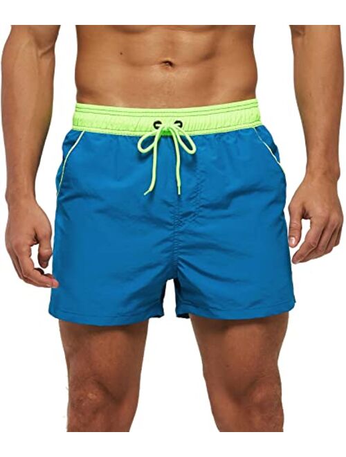 RUFEYY Men's Swim Trunks with Pockets Beach Shorts Quick Dry Shorts Board Shorts Sports Swimwear with Mesh Lining