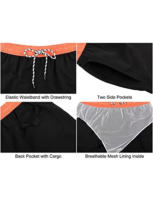 Nonwe Men's Swim Trunks with Mesh Lining and Pockets Quick Dry Bathing Suits