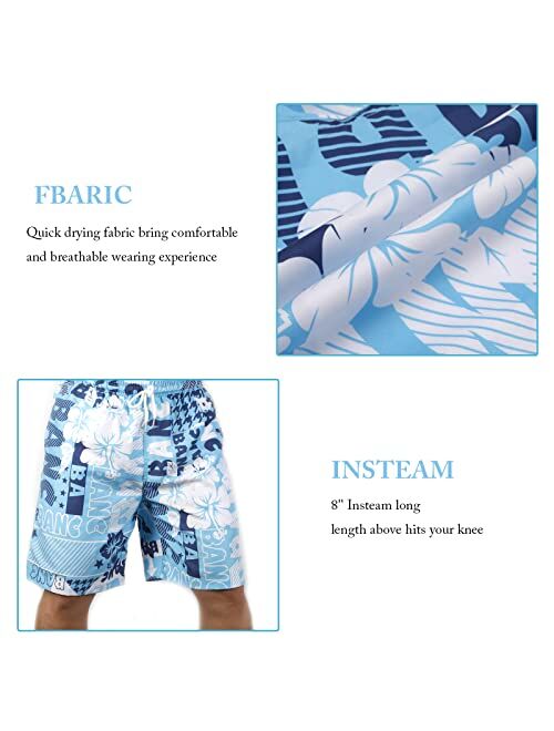 Hin kayoon Men Swimming Trunks Quick Dry Printed Swim Trunks for Men Summer Men's Swimwear with Pockets