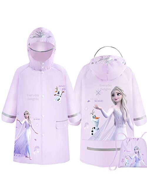 Everyday Delights Disney Frozen Elsa Hooded Raincoat Rain Jacket Poncho Outwear for Girls Kids Children