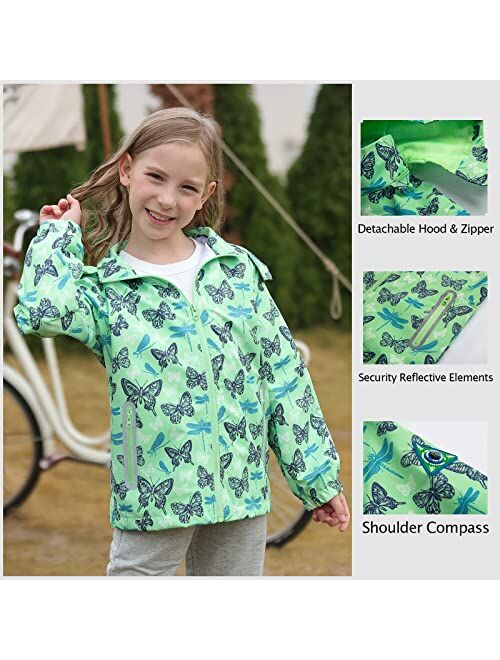 MUMRAP Waterproof Kids Rain Jackets With Hood,Lightweight Toddler Raincoat For Boys GirlsKids Clothes Windbreaker Jacket